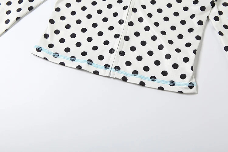 Polka Dot Letter Print 2 Piece Set Woman Tracksuit Trend Sexy Hooded Jacket+Pants Skinny Stretch Matching set