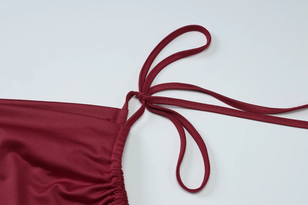 Dulzura Sleeveless Skew Collar Ruched Lace Up Bodycon Crop Top Sexy Elegant Casual Tank Party Club Streetwear Spring Summer