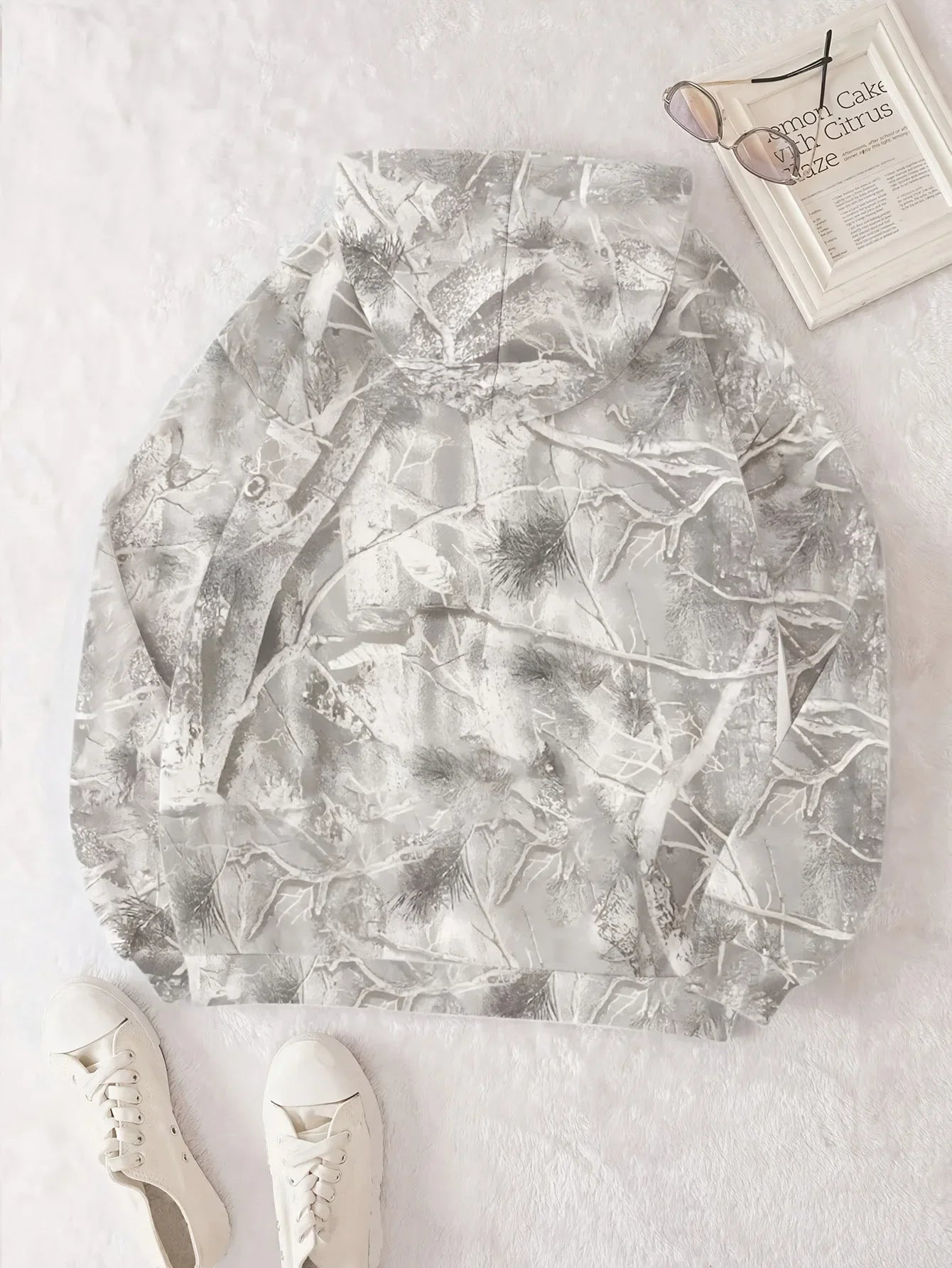 NEW Y2K Women's Clothing Jungle Maple Branch Pattern Sweater Loose Casual Long Sleeve Pullover Hoodie Streetwear Casual Fashion