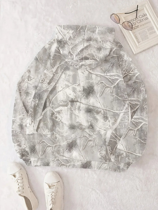 Maple Branch Pattern Sweater Casual Long Pullover Hoodie