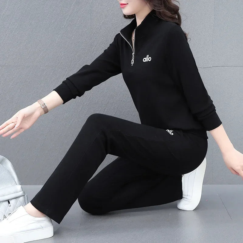 Casual Fashionable Sportswear Set for Women Middle-Aged Large Size Two-Piece Ensemble Spring Autumn New 2025 Stylish Mom Outfit