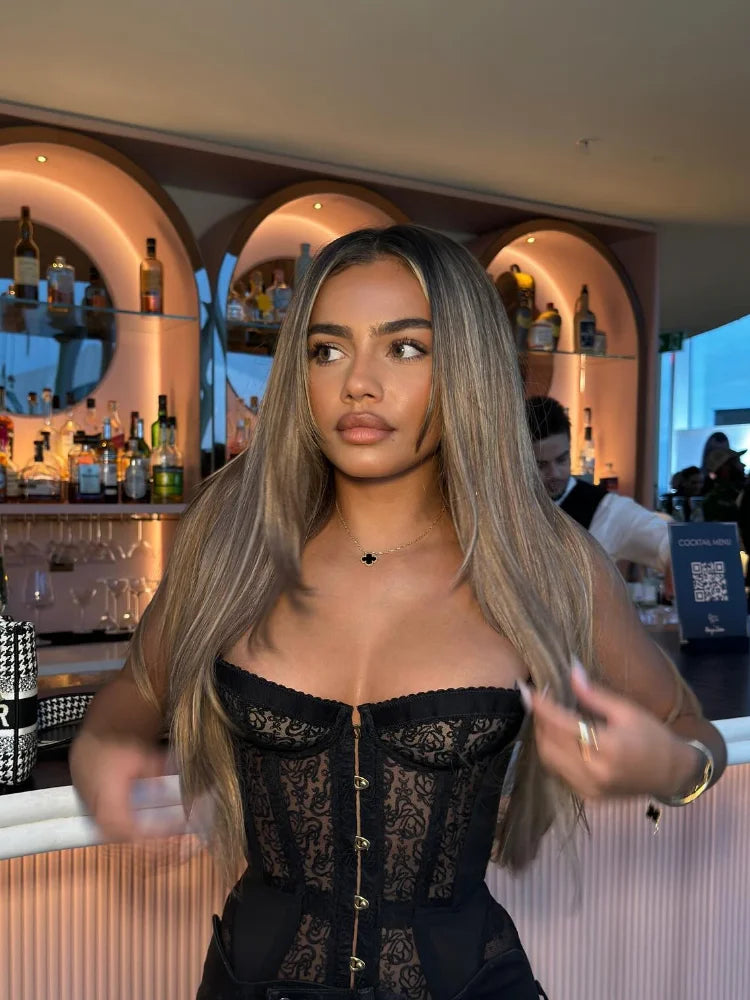 Spicy Girl Sexy Tight Corset Lace Hollow Sleeveless Strapless Top 2025 Summer Fashion Women Street Trendy Vest