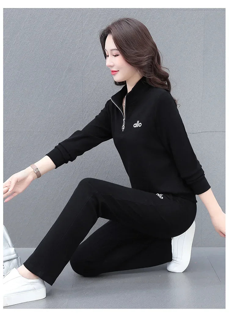 Casual Fashionable Sportswear Set for Women Middle-Aged Large Size Two-Piece Ensemble Spring Autumn New 2025 Stylish Mom Outfit
