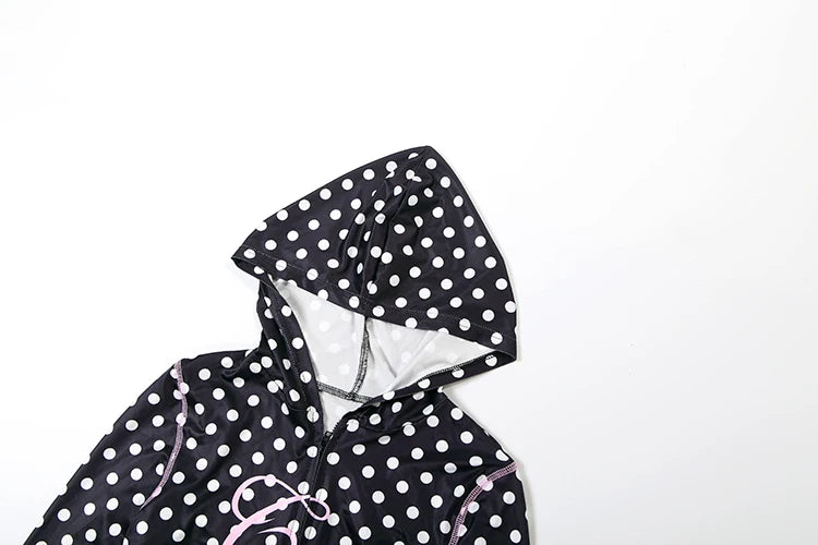 Polka Dot Letter Print 2 Piece Set Woman Tracksuit Trend Sexy Hooded Jacket+Pants Skinny Stretch Matching set