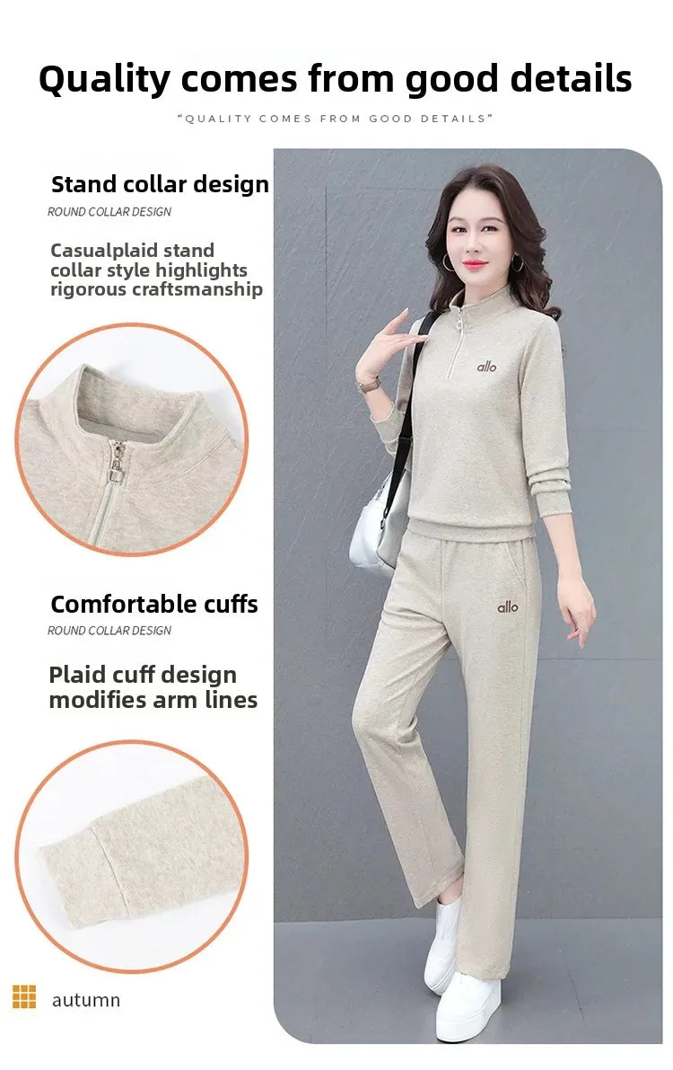 Casual Fashionable Sportswear Set for Women Middle-Aged Large Size Two-Piece Ensemble Spring Autumn New 2025 Stylish Mom Outfit