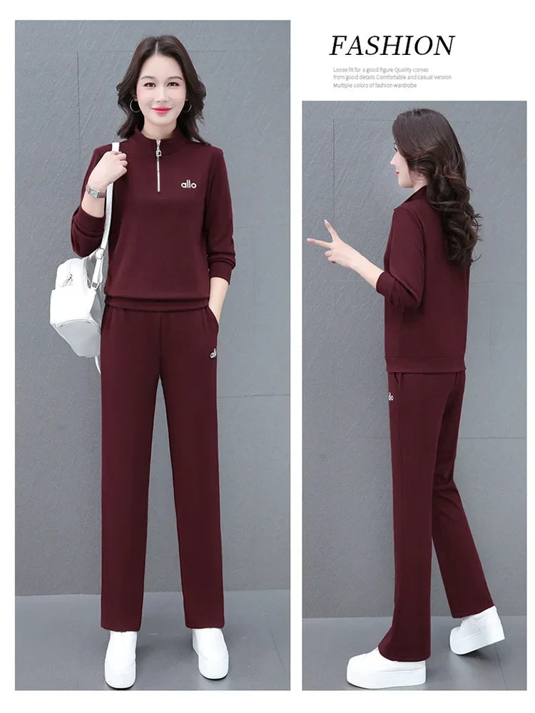 Casual Fashionable Sportswear Set for Women Middle-Aged Large Size Two-Piece Ensemble Spring Autumn New 2025 Stylish Mom Outfit
