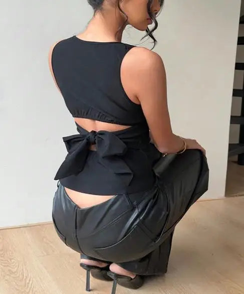 Women's Clothing 2025 Summer New Style Sexy Small Vest Elastic Sleeveless Slim-Fitting Top for Women