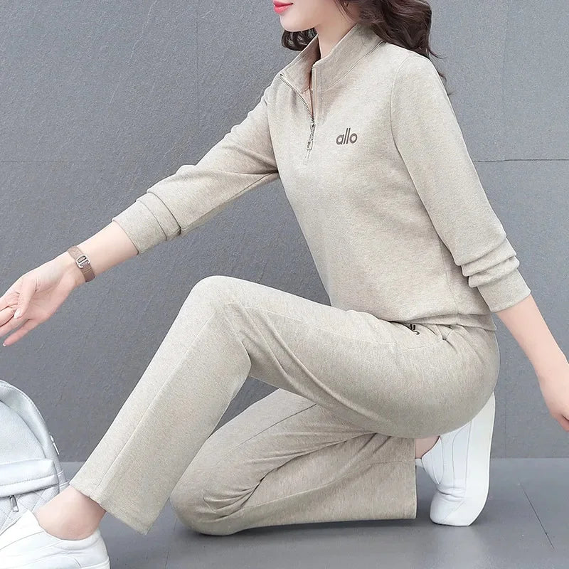 Casual Fashionable Sportswear Set for Women Middle-Aged Large Size Two-Piece Ensemble Spring Autumn New 2025 Stylish Mom Outfit